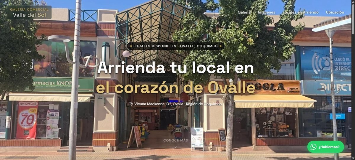 Vista previa del sitio web de Galería Valle del Sol, galería comercial en Ovalle